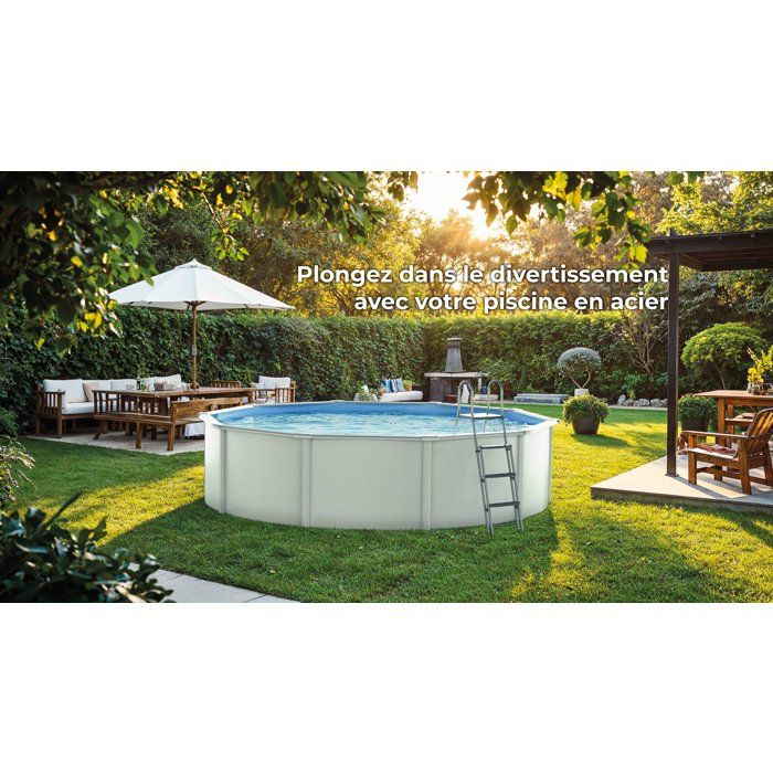 Image secondaire de Kit Piscine Hors Sol Ronde en Acier GRE Ø260 cm avec Filtre et Échelle
