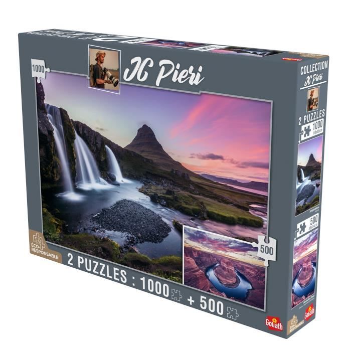 GOLIATH Puzzle Collection JC Pieri - Kirkjuffellsfoss (Islande) et Horseshoe Bend (Etats-Unis)