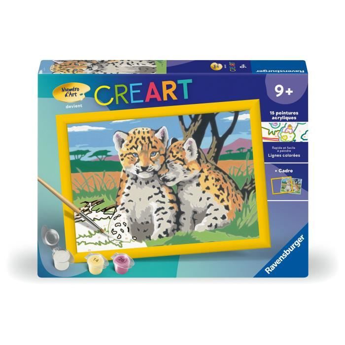 CreArt Kids - Leopardos pequeños (18 x 24 cm), kit de pintura por números, a partir de 9 años, 25832, Ravensburger