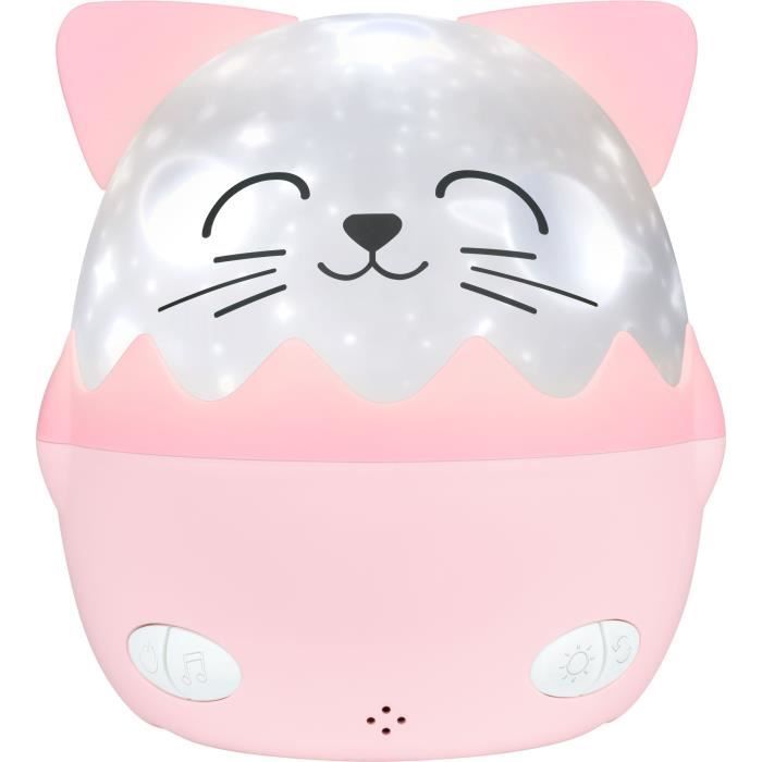 Luce notturna musicale senza fili - BIGBEN - Gatto - Proiezione a 360°, 13 film, 8 melodie, Telecomando, Batteria USB-C