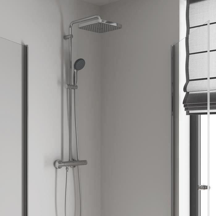 GROHE Colonne de douche avec mitigeur thermostatique Vitalio Start 250, douche apparente, tete de douche 250mm, 26696000