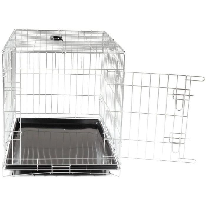 VADIGRAN Cage métallique pliable Classic - 91 x 61 x 66 cm - Argent - Pour chien