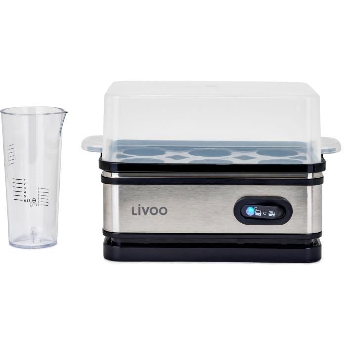 Cuiseur a oeufs - LIVOO - DOC290 - 400W - 6 oeufs - Acier inoxydable - Maintien au chaud - Support a oeufs, couvercle et verre d