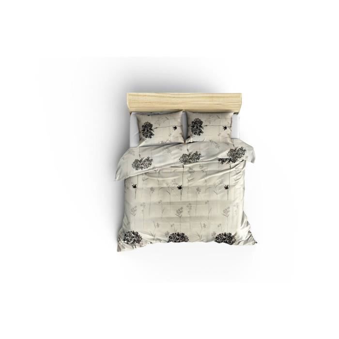 Image secondaire de Parure de lit - 1 housse de couette 220 x 240 cm + 2 taies d'oreiller 60 x 60 cm - 65% coton, 35% polyester - Beige
