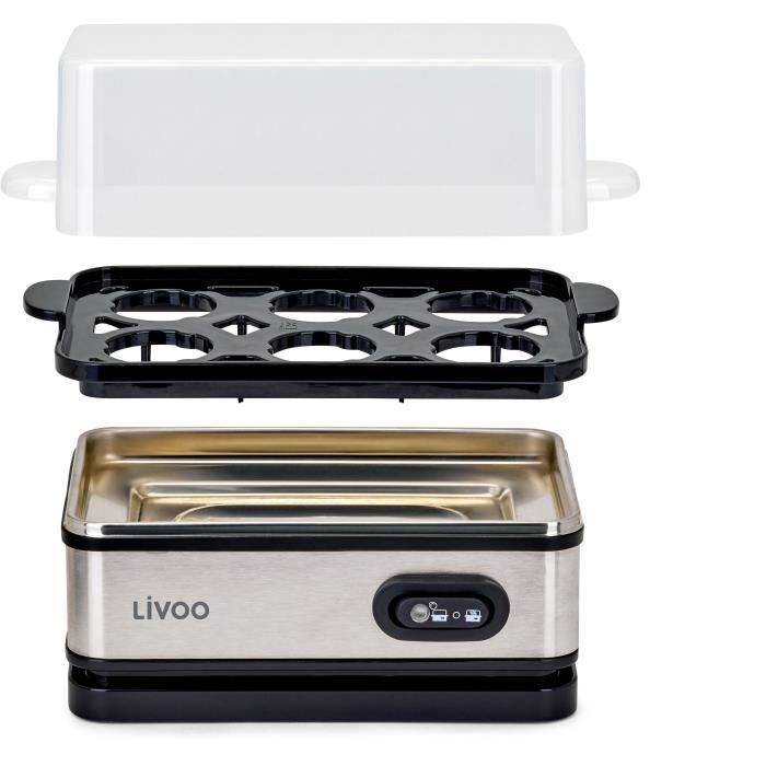 Image secondaire de Cuiseur a oeufs - LIVOO - DOC290 - 400W - 6 oeufs - Acier inoxydable - Maintien au chaud - Support a oeufs, couvercle et verre d