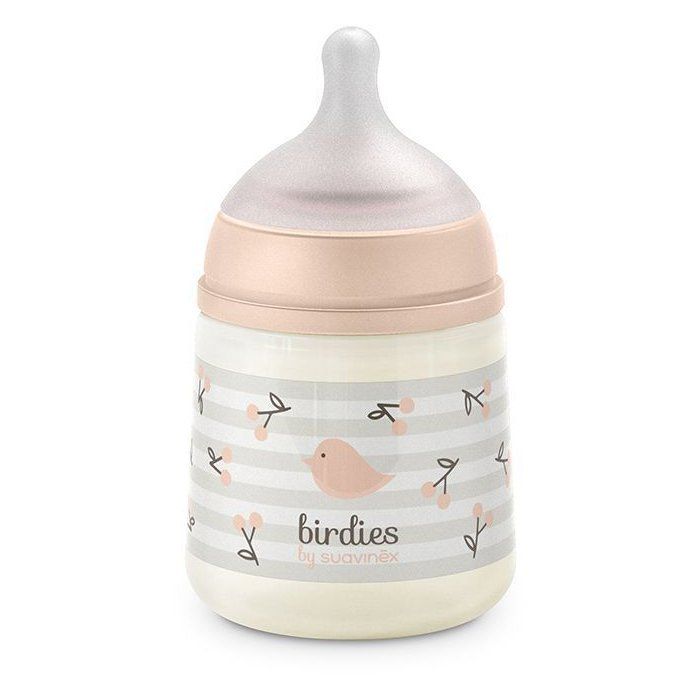 Biberon Suavinex Birdies 150 ml avec Tétine SX Pro S - Rose