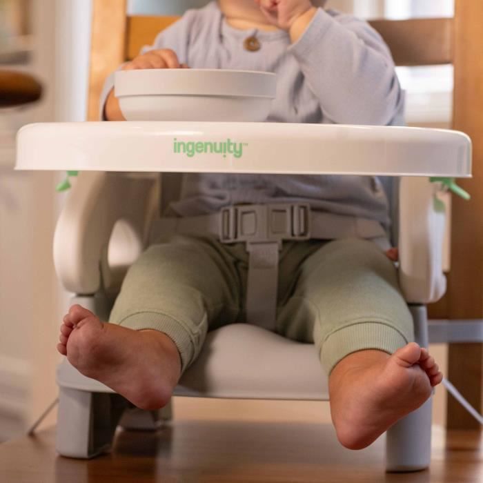 Image secondaire de INGENUITY Rehausseur de chaise deluxe pliable gris, nomade avec tablette et sangles inclus