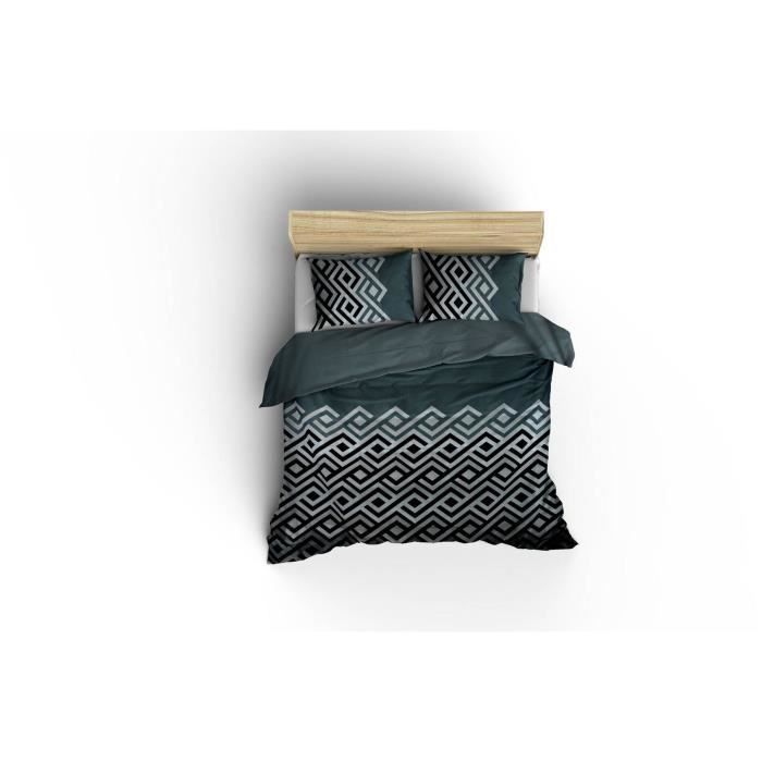 Image secondaire de Parure de lit - 1 housse de couette 220 x 240 cm + 2 taies d'oreiller 60 x 60 cm - 65% coton, 35% polyester - Gris