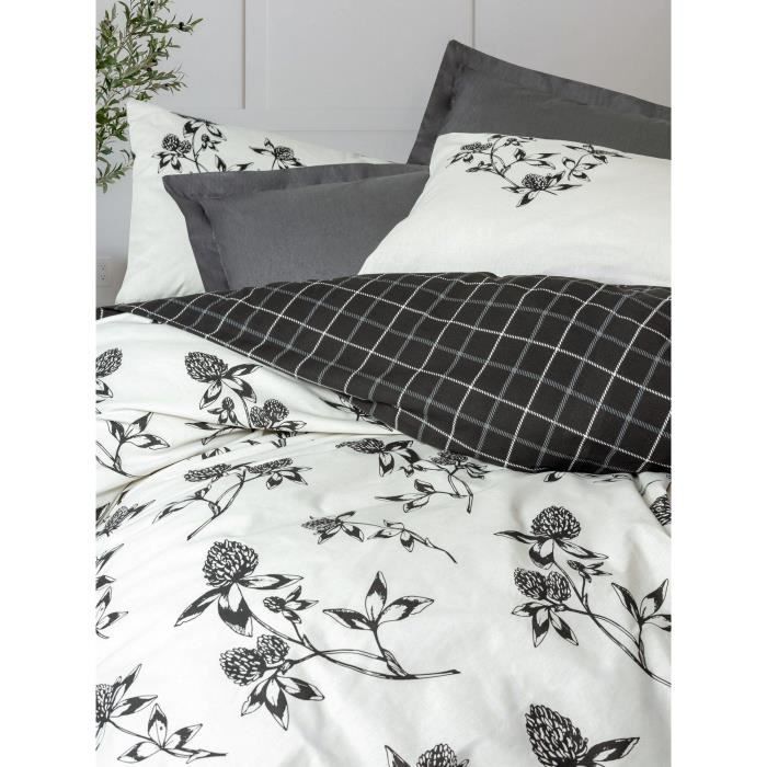 Image secondaire de Parure de lit - 1 housse de couette 220 x 240 cm + 2 taies d'oreiller 60 x 60 cm - 100% coton renforcé - Anthracite