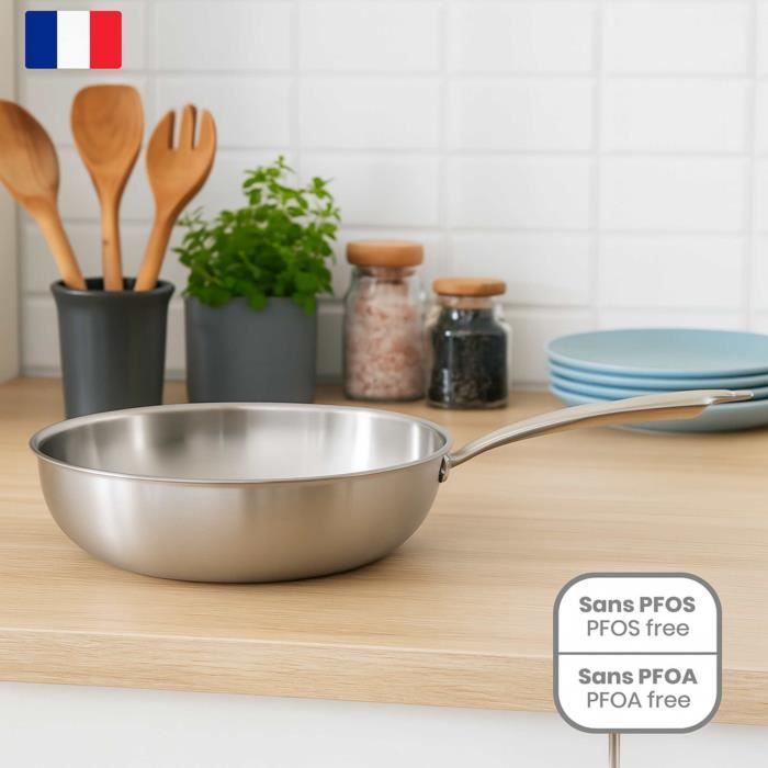 Image secondaire de Wok en acier inoxydable - LIVOO - MEP162 - Ø 28 cm - Acier inoxydable - Tous feux dont induction et four - Made in France