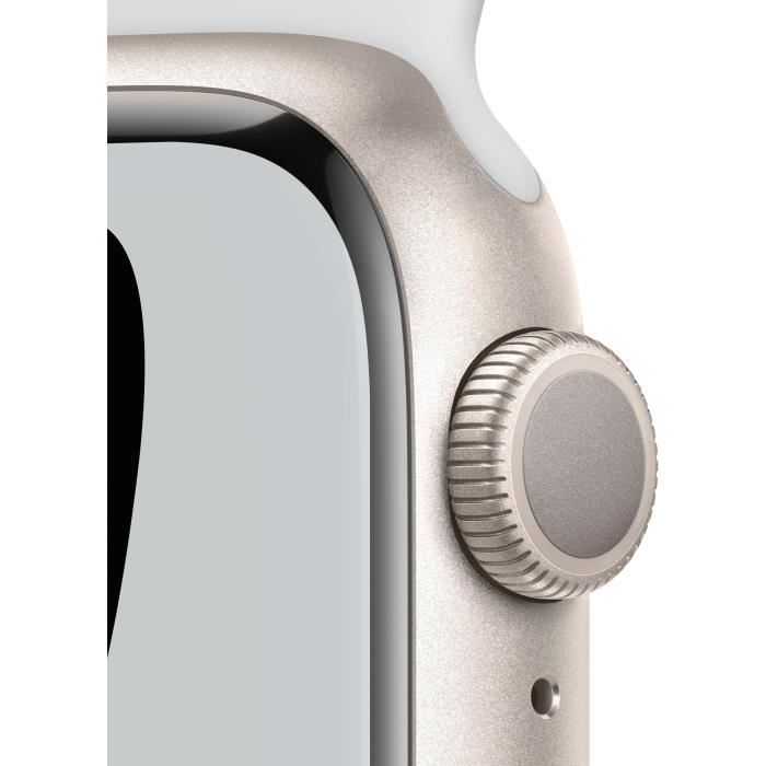 Apple Watch Nike Series 7 GPS - 41mm - Boîtier Starlight Aluminium - Bracelet Pure Platinum/Black Nike Sport Band - Regular