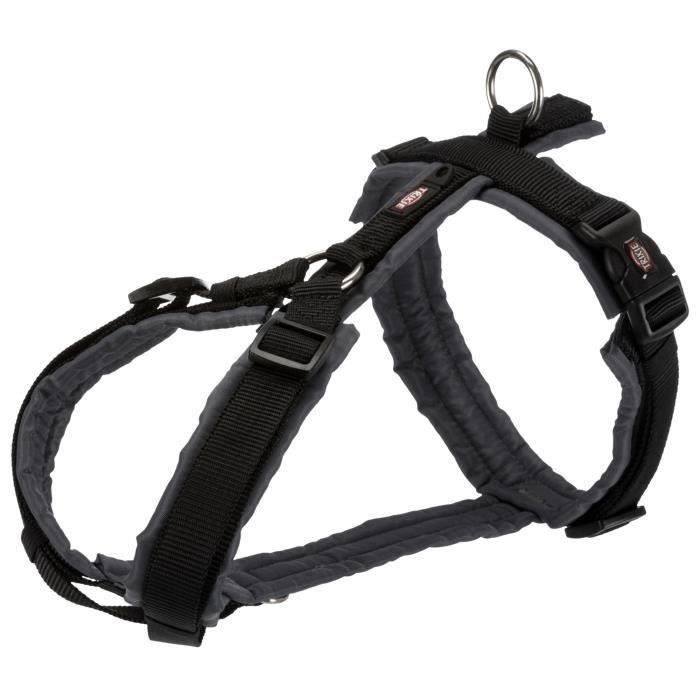 TRIXIE Arnés de trekking Premium - M: 53–64 cm - 20mm - Negro y gris grafito