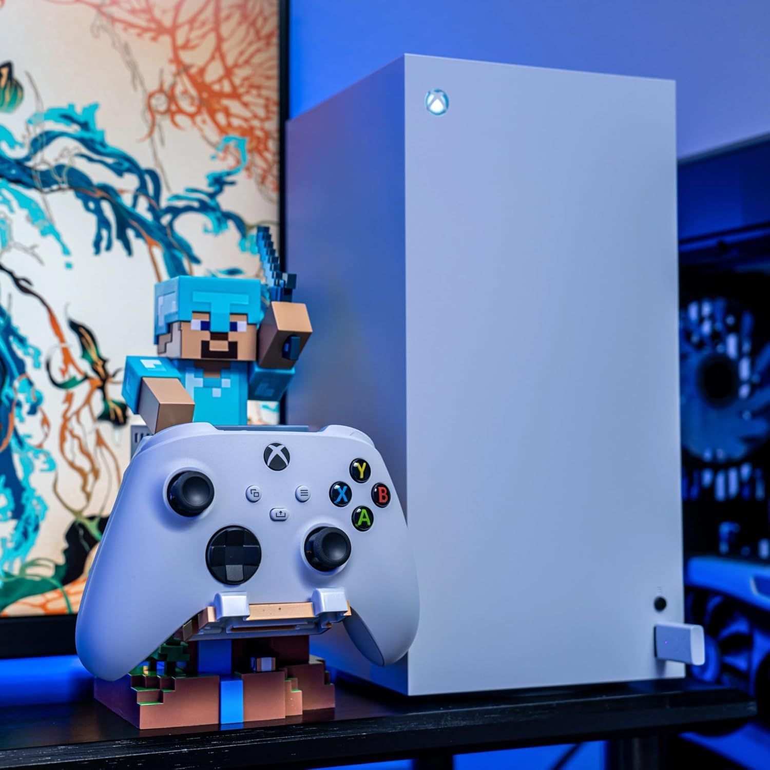 Image secondaire de Figurine Minecraft Steve en Armure Diamant - Support Écouteurs et Accessoires