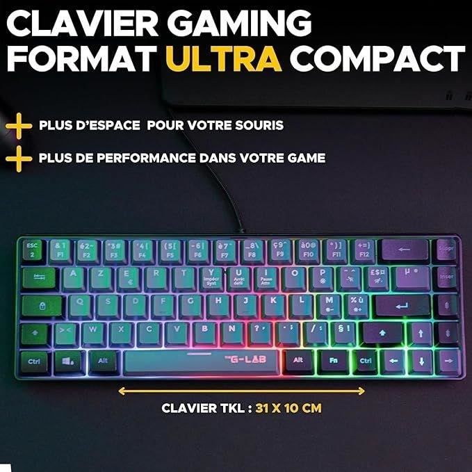 Image secondaire de Pack Gamer 2 en 1 - THE G-LAB - COMBO HYDRO - Souris filaire - Clavier filaire - Gris/Noir - RGB