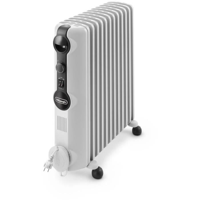 Radiateur bain d'huile - 2500 W - DELONGHI - TRRS1225 - 59,2 x 16 x 65 cm - Blanc
