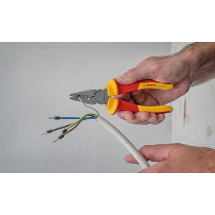 Image secondaire de Pince a sertir - BOSCH - 180 mm - VDE - Plage de sertissage 0,25 a 16 mm² - Certifiée jusqu'a 1 000 V