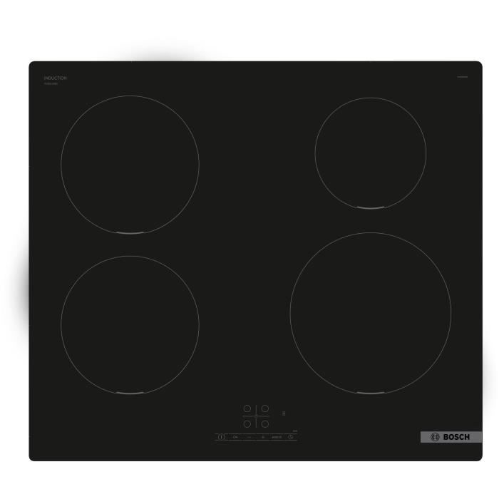 Table de cuisson à induction - BOSCH SER4 - 4 foyers - 4600 W - 59,2 x 52,2 cm - PUE611BB5H - Noir