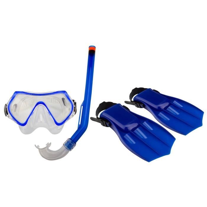 Masque de plongée junior Waimea + masque/tube/palmes bleu cobalt/noir