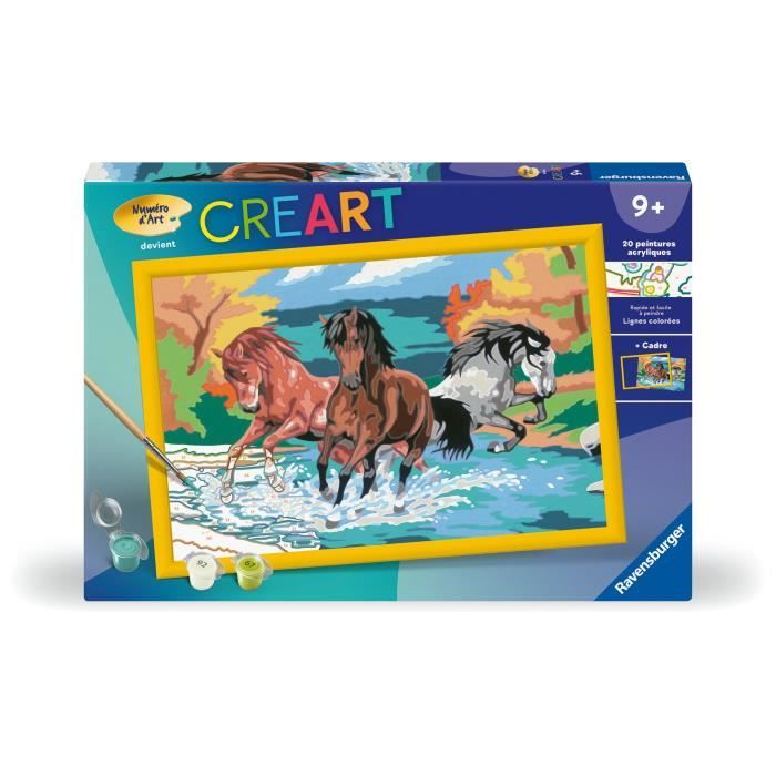 CreArt Kids - Manada de caballos (31 x 21 cm), kit para pintar por números, 9 años en adelante, 25846, Ravensburger