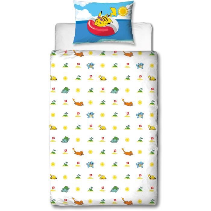 Image secondaire de Parure de lit - POKEMON - Pikachu a la plage - Microfibre - 1 housse de couette 140 x 200 cm + 1 taie 63 x 63 cm