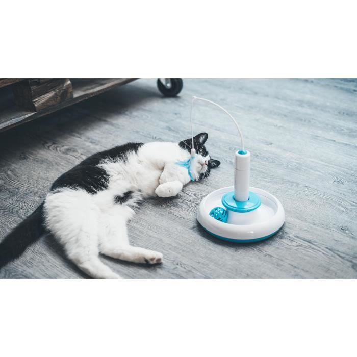 TYROL Jouet pour chat - Electronique - Baguette Interactive avec plumes et circuit pour balle