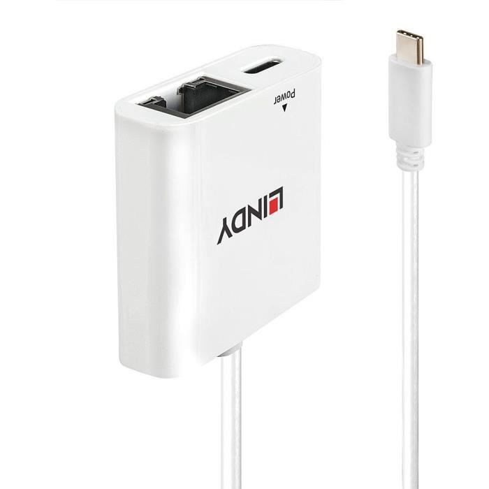 LINDY Convertisseur USB 3.1 Type C vers Ethernet Gigabit avec Power Delivery