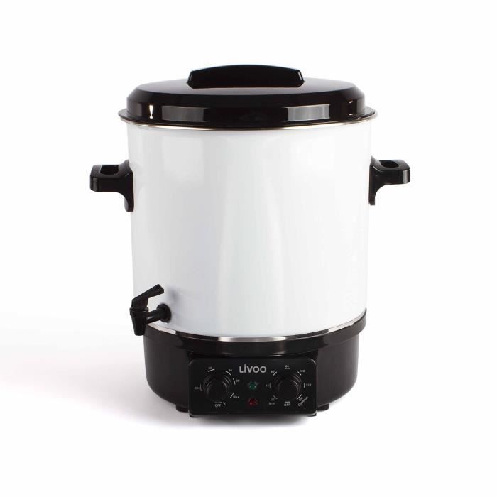 Stérilisateur a bocaux électrique - LIVOO - DOM334 - 1800W - 27L - Ø35 cm - Thermostat réglable et minuterie - Cuve acier émaill