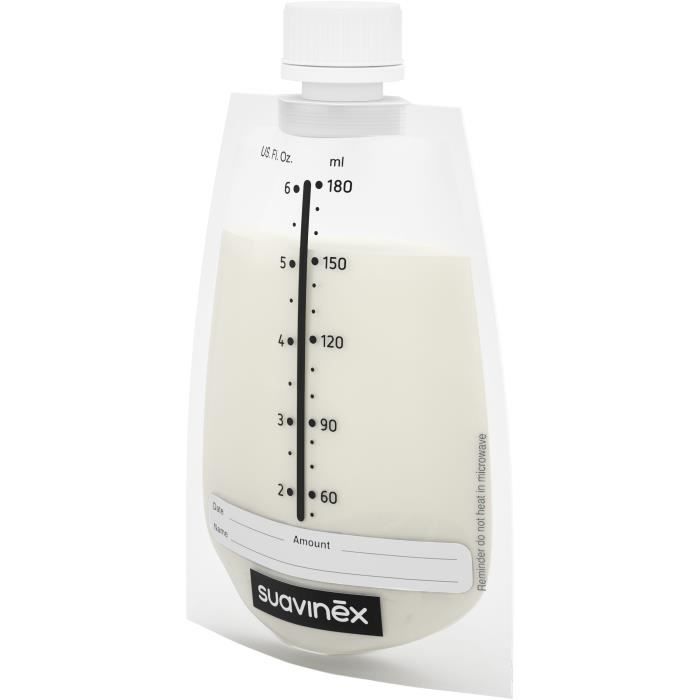 SUAVINEX - 20 sachets de conservation du lait maternel avec bouchon