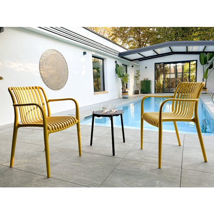 Image secondaire de Lot de 2 fauteuils de jardin empilables Tiago - Moutarde