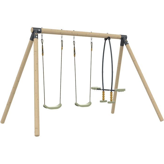 Portique en Bois avec 2 Balançoires Vis-à-Vis - Sherwood Anémone