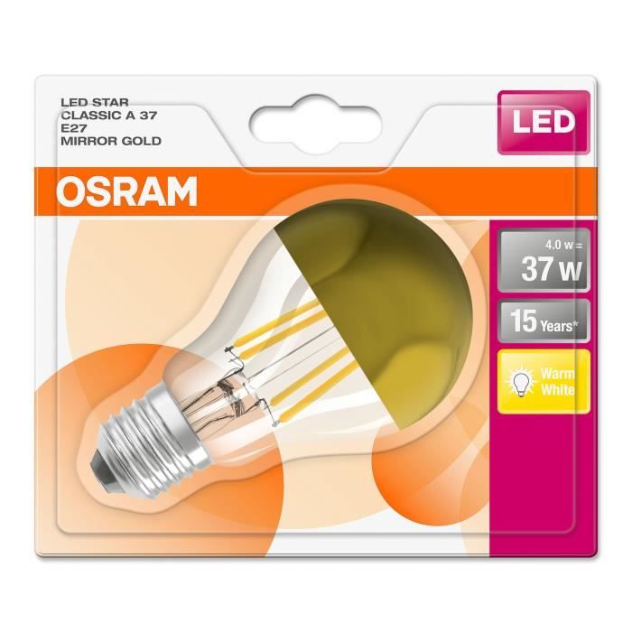 OSRAM Ampoule déco LED standard E27 - 4 W - Blanc chaud 2700°K