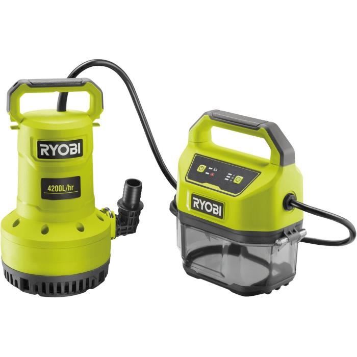 RYOBI - 18V evacuation pump - 4,200 l/h - max. immersion 5 m - IPX7 - 3-setting timer - sold without battery - RY18SPA-0