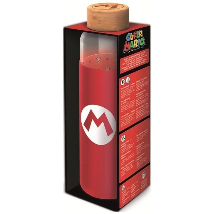 Bouteille - STOR - Super Mario Bros - En Verre avec manchon Silicone - Réutilisable - 585 ml