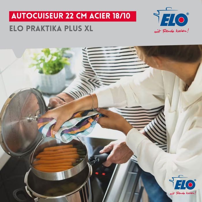 Image secondaire de Autocuiseur vapeur - FACKELMANN - Elo Praktika Plus XL - Acier inoxydable 18/10 - 22 cm - 3 a 6 litres