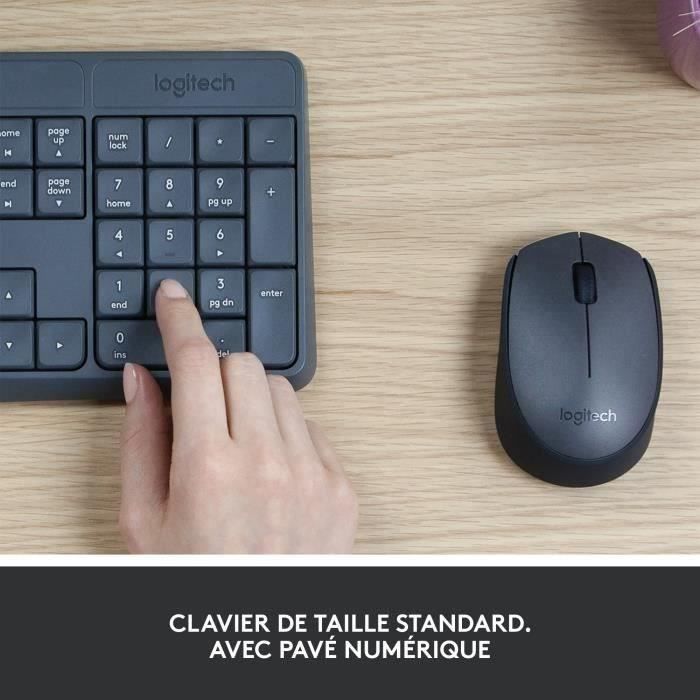 LOGITECH Ensemble Clavier Souris MK235 - Sans Fil - AZERTY - Récepteur USB
