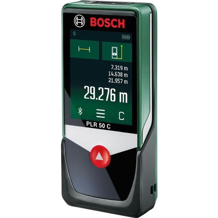 Télémetre laser numérique Bosch - PLR 50 C (Livré avec 3 batteries 1,5 V LR03, Dragonne, Housse de protection)