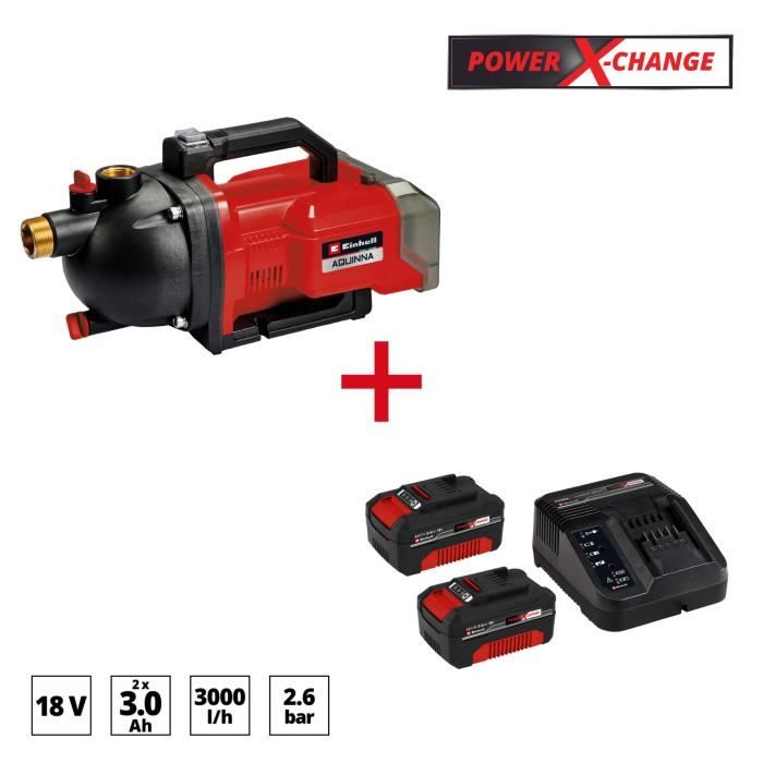 Pompe d'arrosage AQUINNA + Starter Kit 2x3,0Ah Double Chargeur - Power X-Change