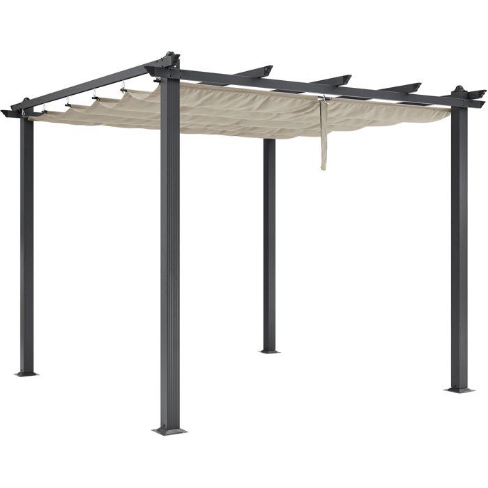 Pergola CORDOBA 3x3 m avec toit rétractable en aluminium et toile beige