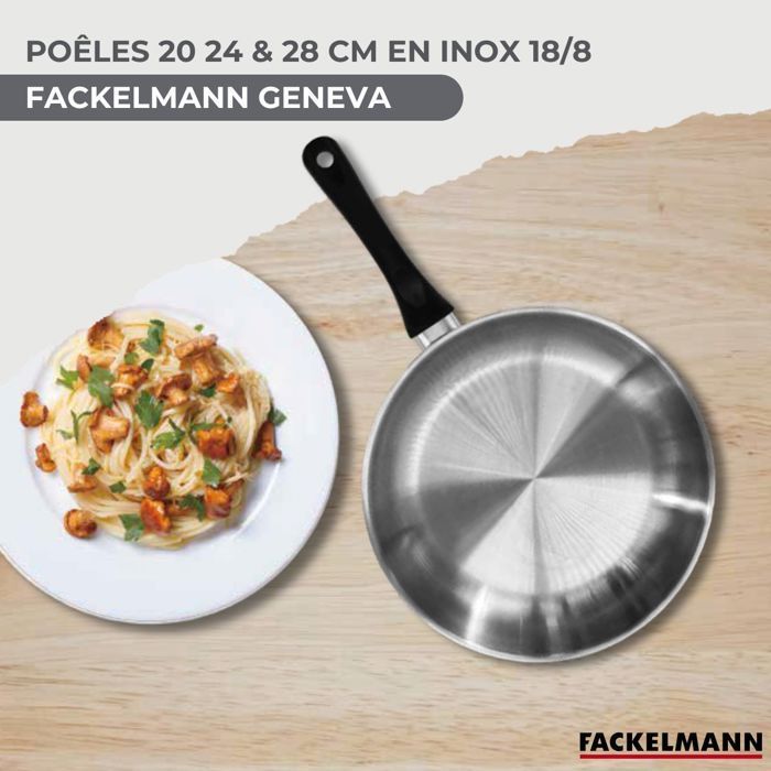 Image secondaire de Set de 3 poêles en inox avec 6 ustensiles Fackelmann Geneva