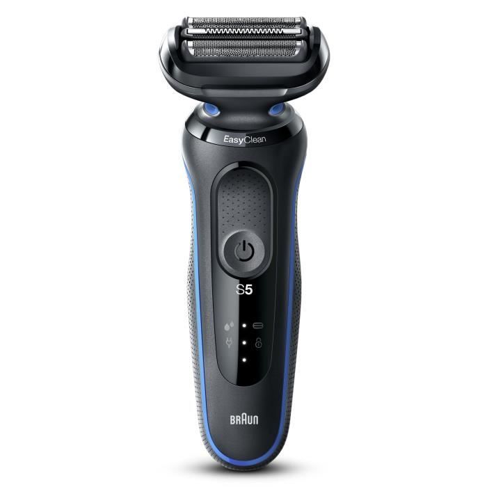 Rasoio elettrico - BRAUN - SERIES 5 51-B1000s - Durata della batteria 50 min - Nero/Blu - Testina lavabile