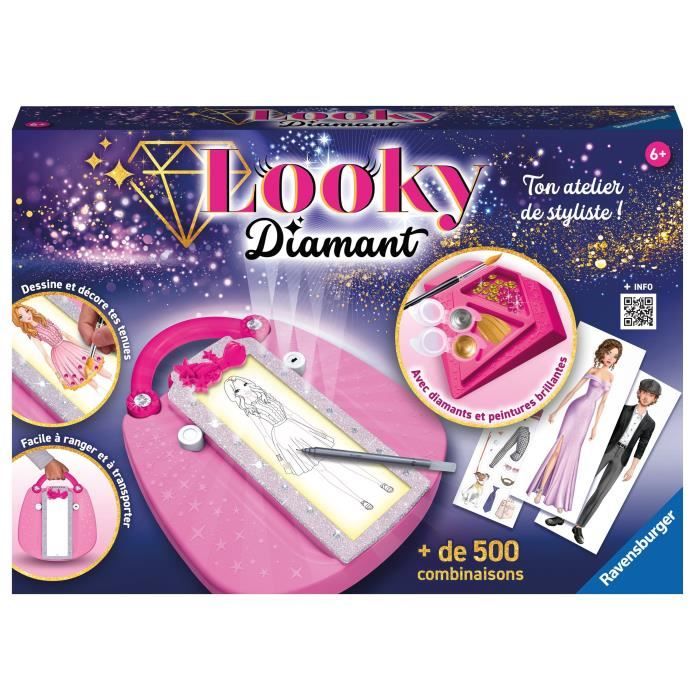 Ravensburger�Looky Diamant�Dise�o de moda�Diamantes�Cuadros brillantes�Relajaci�n y actividad creativa�Creatividad�Ni�os de 6 a�os�23856
