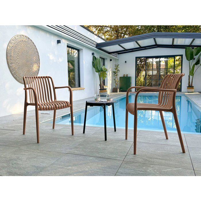 Image secondaire de Lot de 2 Fauteuils de Jardin Tiago en Terracotta - Empilables et Confortables