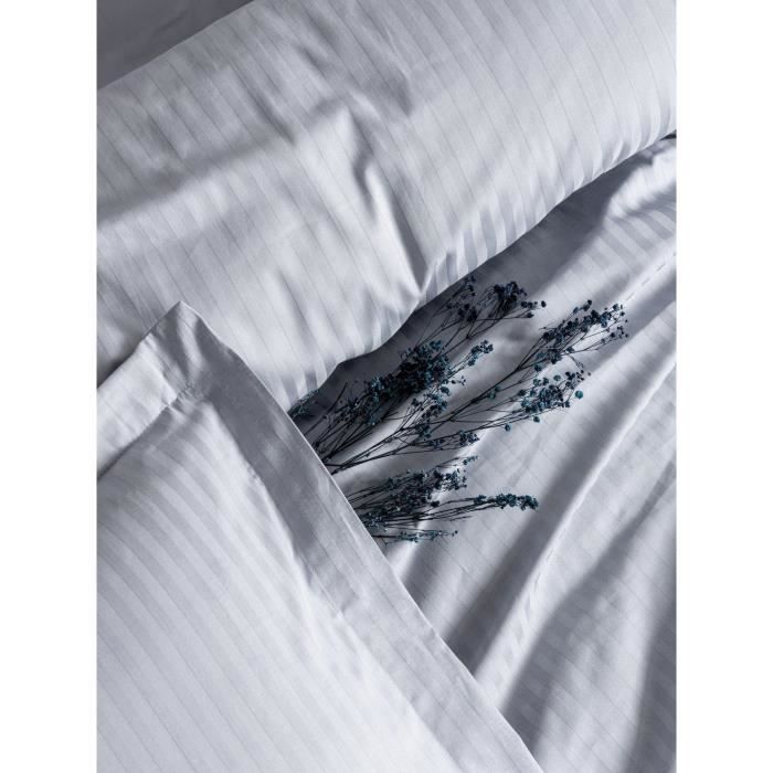 Image secondaire de Parure de lit - 1 housse de couette 220 x 240 cm + 2 taies d'oreiller 60 x 60 cm - Satiné 100% coton - Gris