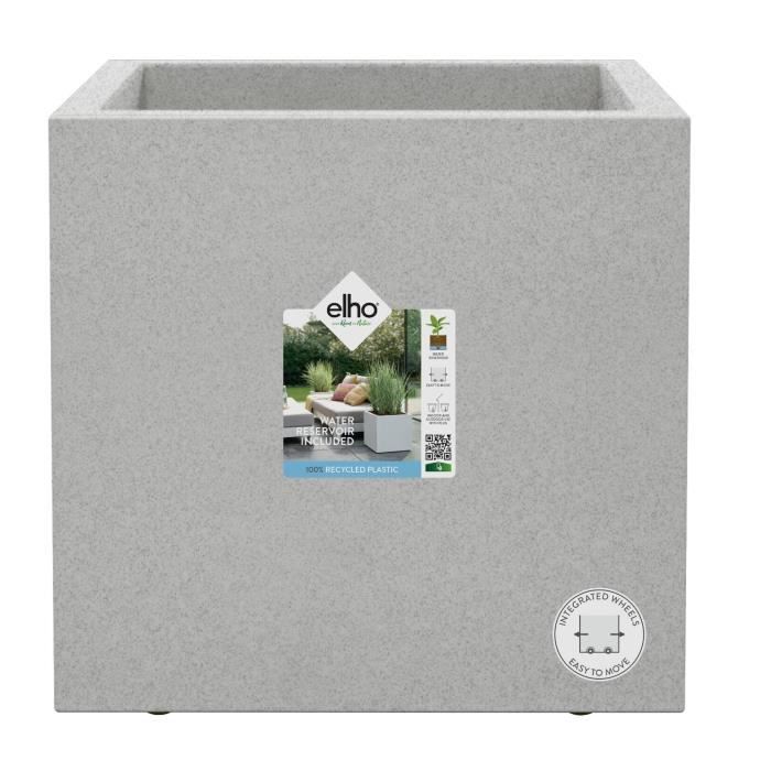 Fioriera Elho Vivo Next Square 40 - Grigio - Ø 39 x H 38 cm - da interno/esterno - 100% riciclato