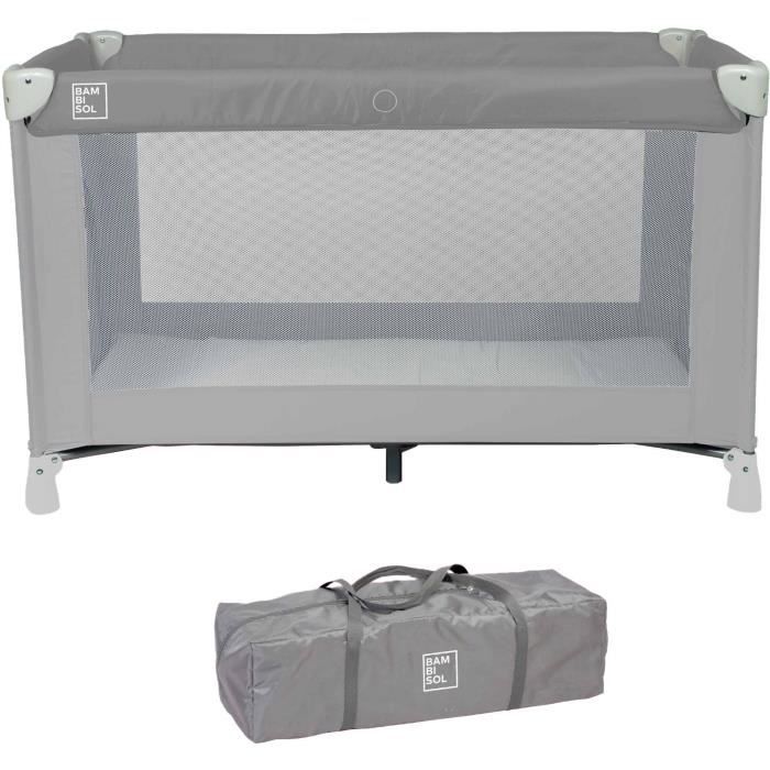 Lettino da viaggio BAMBISOL 120x60 cm - Dalla nascita fino a 3 mesi - Materasso e borsa trasporto inclusi