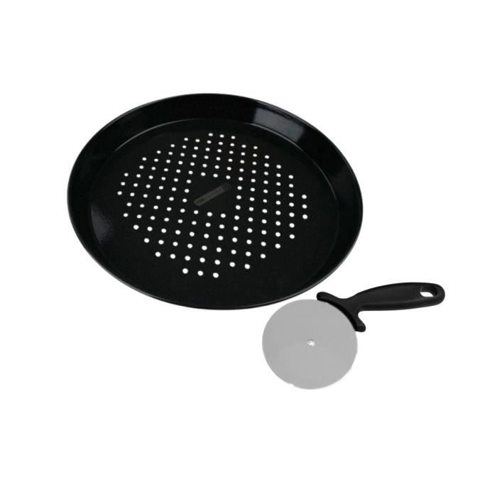 Ensemble plaque à pizza perforée et roulette - FACKELMANN PROFESSIONAL - 32 cm