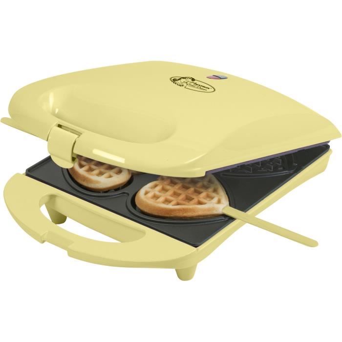 Bestron Gaufrier, Pour réaliser des gaufres en forme de coeur piquées sur des bâtonnets, Design rétro, 780 W, Couleur: Jaune