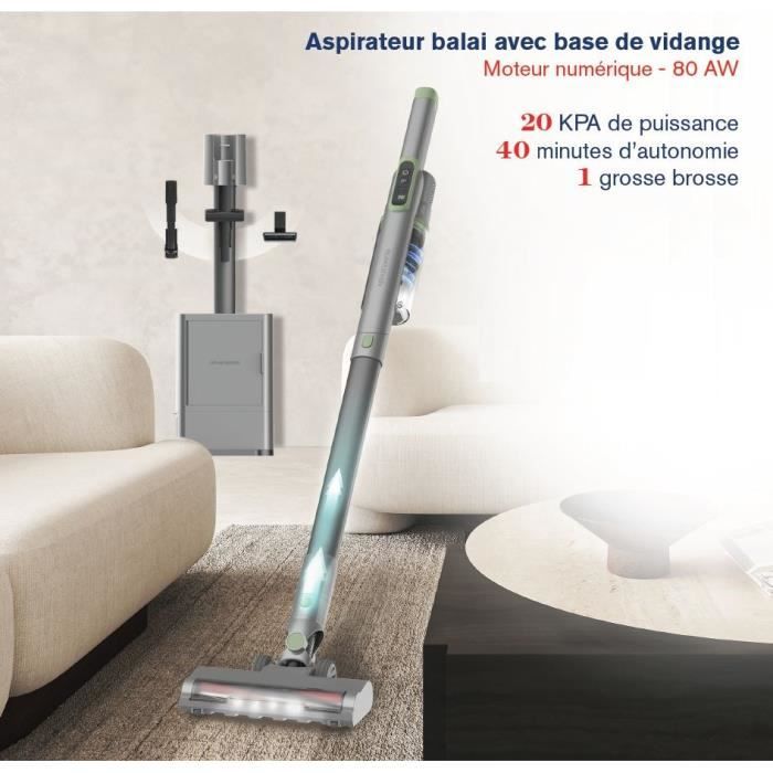 Image secondaire de Aspirateur Balai avec base de vidange - ARTHUR MARTIN - AMAB148  200 W  40 min d'autonomie  80 AW - Gris