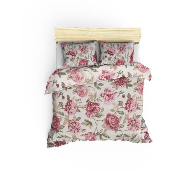Image secondaire de Parure de lit - 1 housse de couette 220 x 240 cm + 2 taies d'oreiller 60 x 60 cm - 65% coton, 35% polyester - Creme