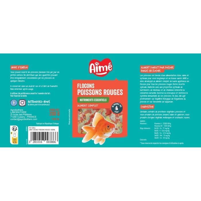 Image secondaire de Aliment poisson - AIME - Flocons pour poissons rouges - 1000 ml
